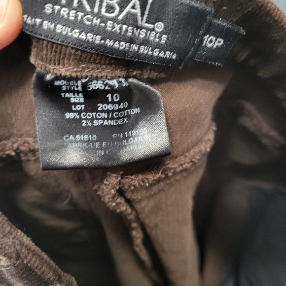 Tribal womens flat front dark brown corduroy pants Slacks size 10 P - Picture 9 of 10